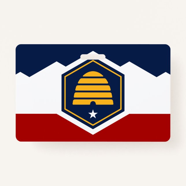 Crachá Name Badge with flag of Utah, USA (Frente)