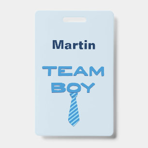 Crachá Nametag de Revelação de Gênero do Time Menino