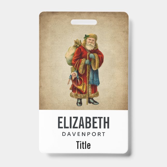 Crachá Natais vintages Velho Pai Natal (Frente)