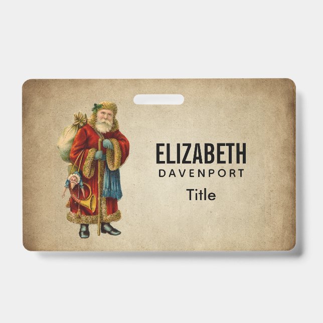 Crachá Natais vintages Velho Pai Natal (Frente)