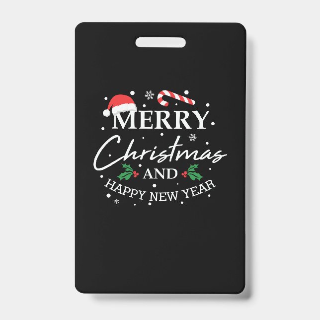 Crachá Natal Feliz E Feliz ano novo (Frente)