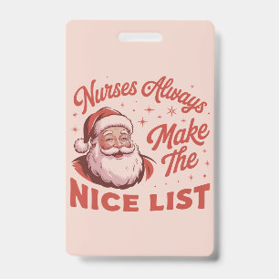 Crachá Natal Papai Noel Vintage Enfermeiras Fazem a Lista