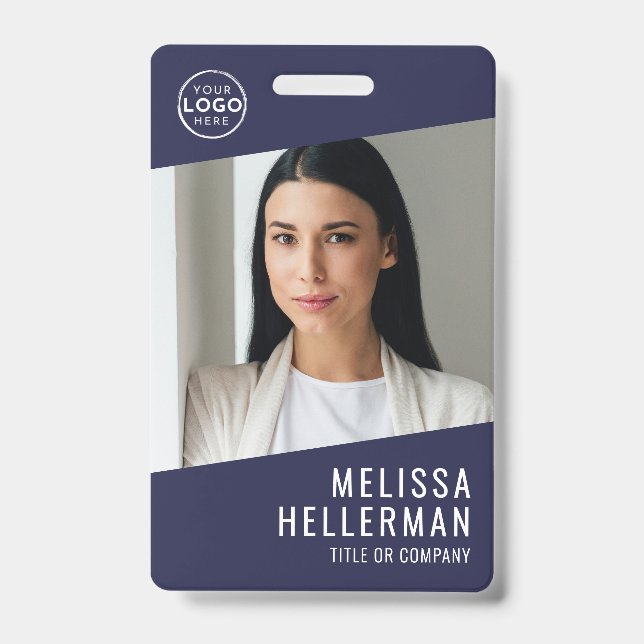 Crachá Navy Blue Company Logo Employee ID (Frente)