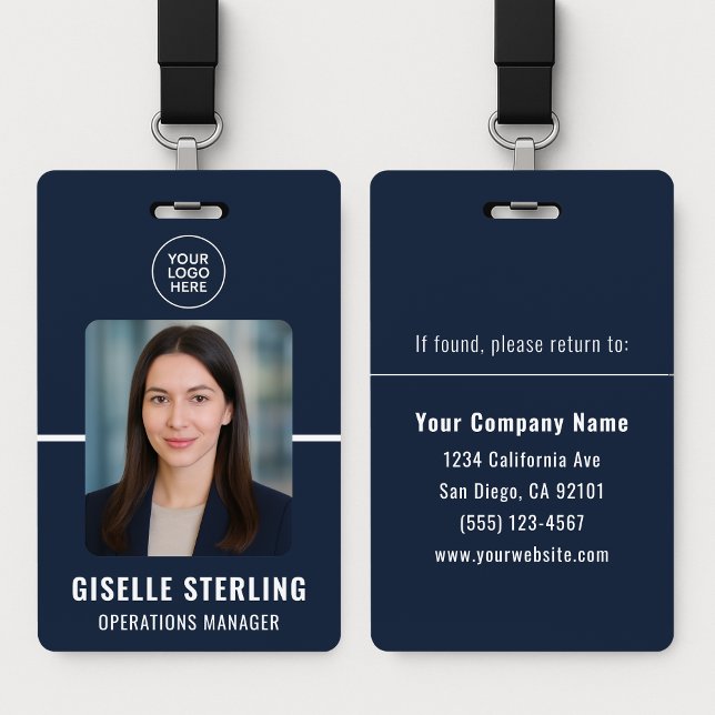 Crachá Navy Blue Personalized Employee ID Card (Criador carregado)