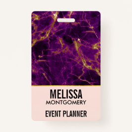 Crachá Negócios de Abstrato Roxo e Dourado Modernos