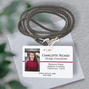 Crachá Negócios Personalizados Preto Branco Vermelho