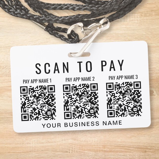 Crachá Negócios Scan para Pagar 3 Códigos QR (Criador carregado)