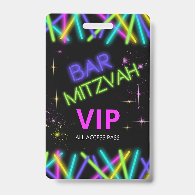 Crachá Neon Glow Stick Bar Mitzvah ID991 (Frente)