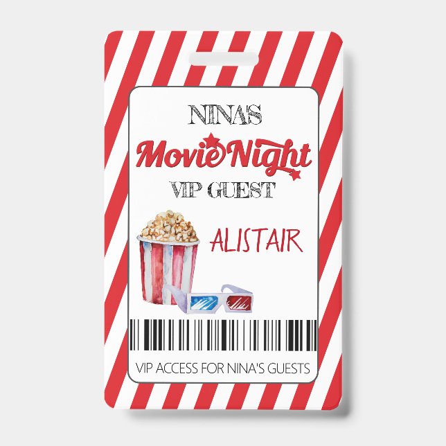 Crachá Noite de Filme VIP Convidado Lanyard, Cinema Lanya (Frente)