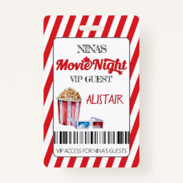 Crachá Noite de Filme VIP Convidado Lanyard, Cinema Lanya