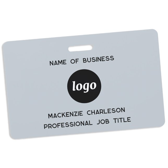 Crachá Nome azul comercial do logotipo (Simple logo with custom text business promotional branding professional staff name tag)