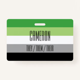 Crachá Nome da bandeira de Aromantic/crachá do pronome