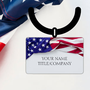 Crachá Nome da Empresa Bandeira Americana ID