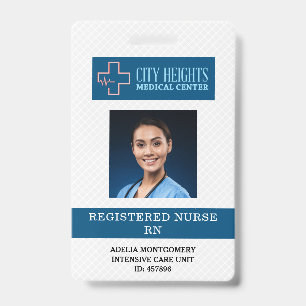 Crachá Nome da enfermeira registrada Logotipo do Hospital