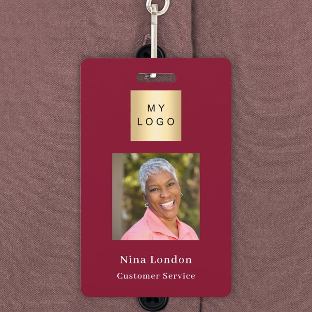 Crachá Nome da foto do burgundy Logotipo comercial do cód (Criador carregado)