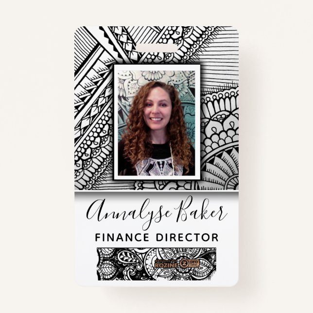 Crachá Nome da Foto do Funcionário da Tatuagem Tribal Pre (Frente)