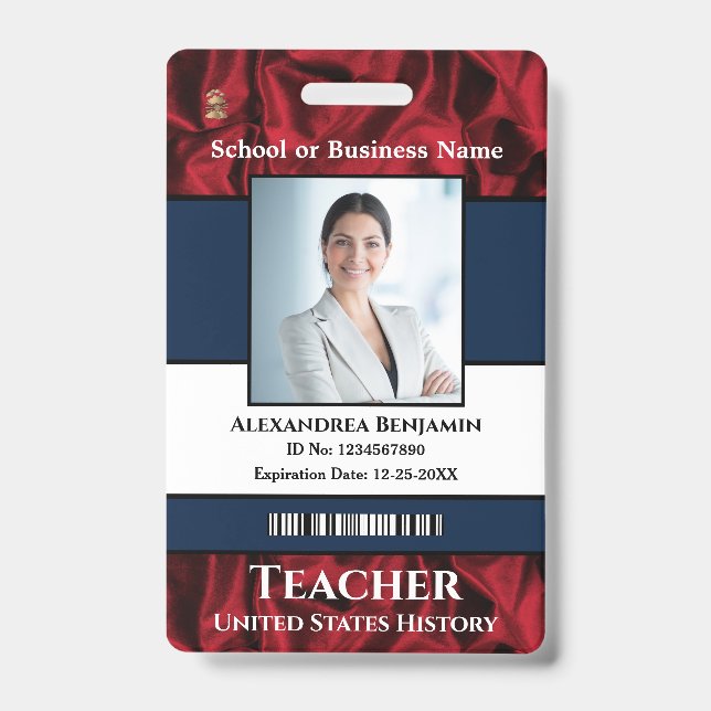 Crachá Nome da Foto do Funcionário Logo Código de Barras  (Frente)