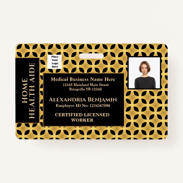 Crachá Nome da foto do funcionário Logotipo Código do Bar (Frente)