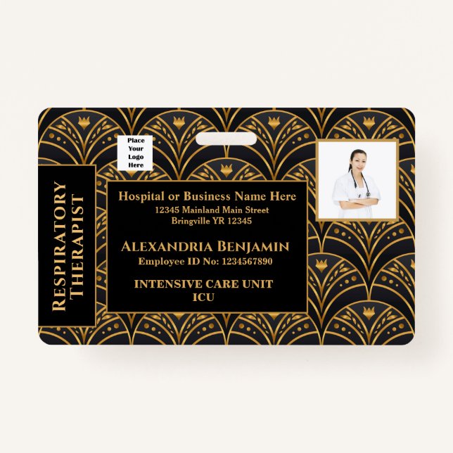 Crachá Nome da foto do funcionário Logotipo Código do Bar (Frente)