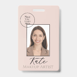 Crachá Nome da Foto Rosa de Maquiagem 
