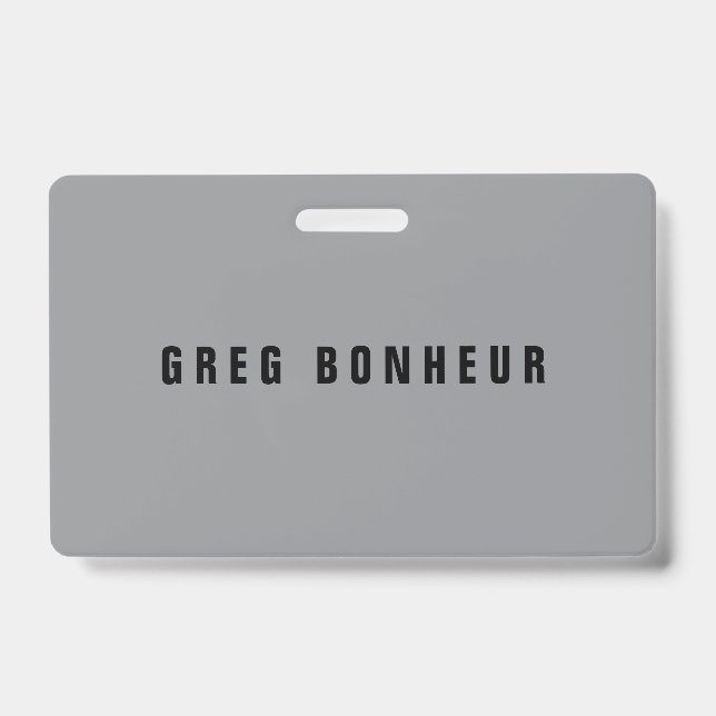 Crachá Nome de aparência na moda Modern | Cinza e preto (Frente)