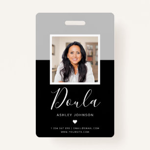 Crachá Nome de etiqueta de foto de Cinza de dupla-mulher