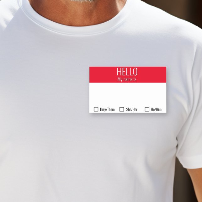 Crachá nome de etiqueta Incluindo Escolha Pronoun (Criador carregado)