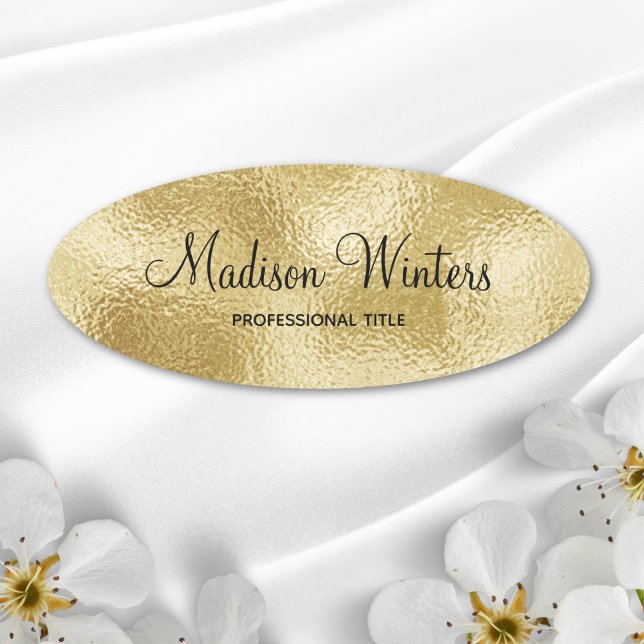 Crachá Nome de etiqueta metálico de funcionários c (Faux Gold Foil Name Tag)