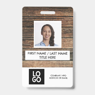 Crachá Nome de Foto de Funcionário Personalizado de Madei