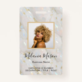 Crachá Nome de Foto Personalizado Holográfico Faux Opal S