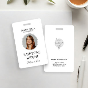 Crachá Nome de ID de Foto de Funcionário Personalizado