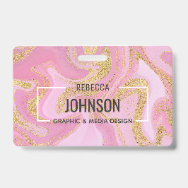 Crachá Nome de mármore Dourado rosa do Precioso moderno -