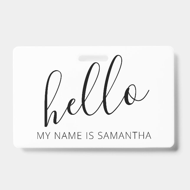 Crachá Nome de saudação moderno personalizado (Frente)