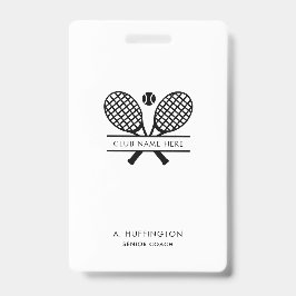 Crachá Nome do Clube de Tênis Minimalista Personalizado d