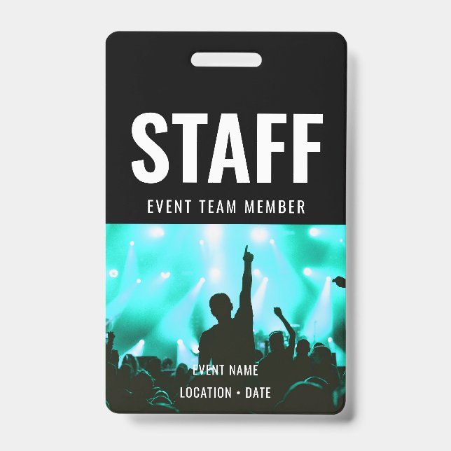 Crachá Nome do Evento ou Concerto Personalizado da Equipe (Frente)