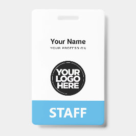 Crachá Nome do funcionário azul claro Nome do logotipo co