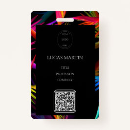 Crachá Nome do Funcionário da Base Preta Colorida