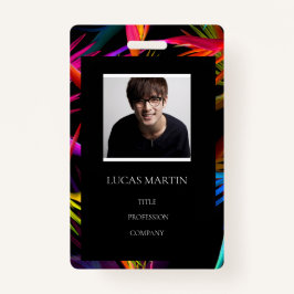Crachá Nome do Funcionário de Foto em Base Preta Colorida