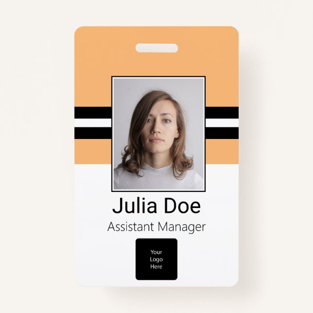 Crachá Nome do funcionário personalizado, foto, código do (Frente)