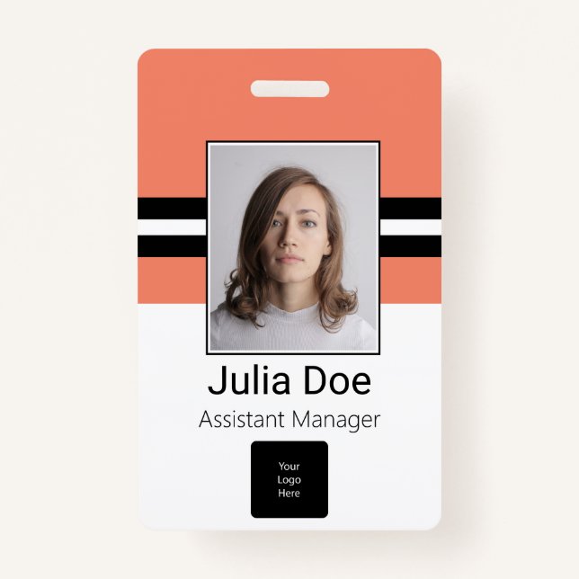 Crachá Nome do funcionário personalizado, foto, código do (Frente)