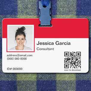 Crachá Nome do Funcionário Personalizado Foto e Código QR