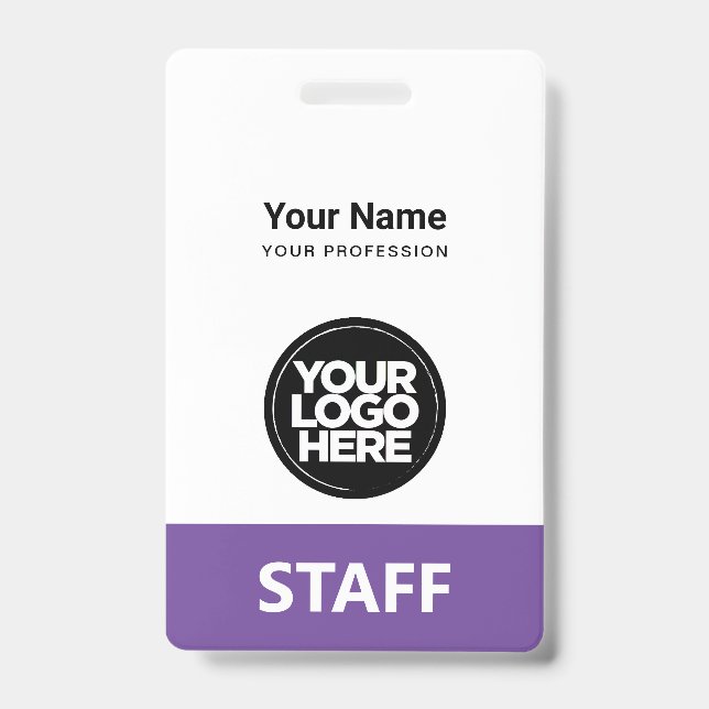 Crachá Nome do Funcionário Violeta Roxo Código Qr do Logo (Frente)
