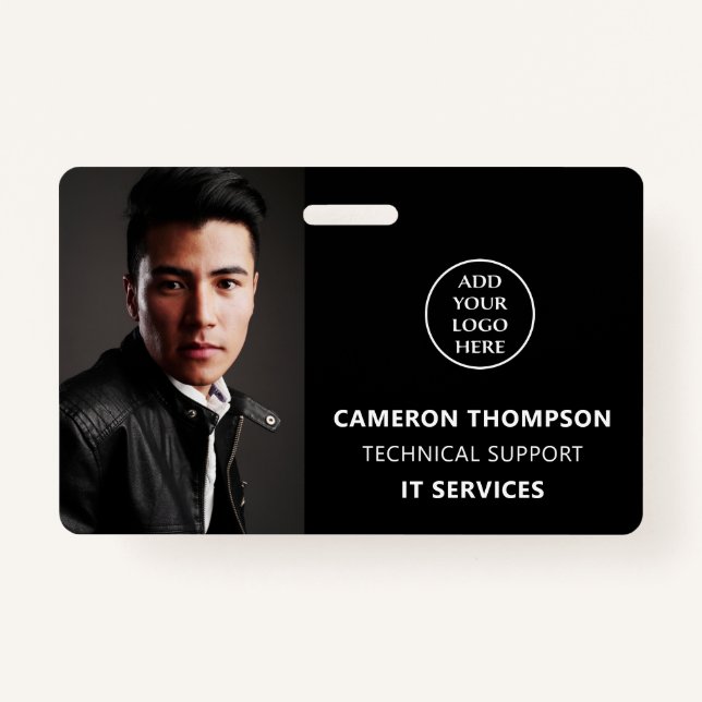 Crachá Nome do Funcionarios de Fotografia Moderno Título  (Frente)