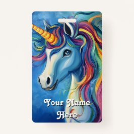 Crachá nome do host de aniversário unicorn