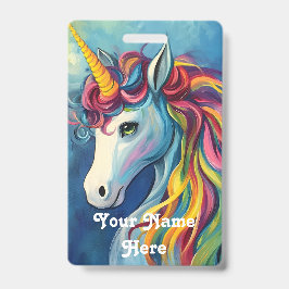 Crachá nome do host de aniversário unicorn