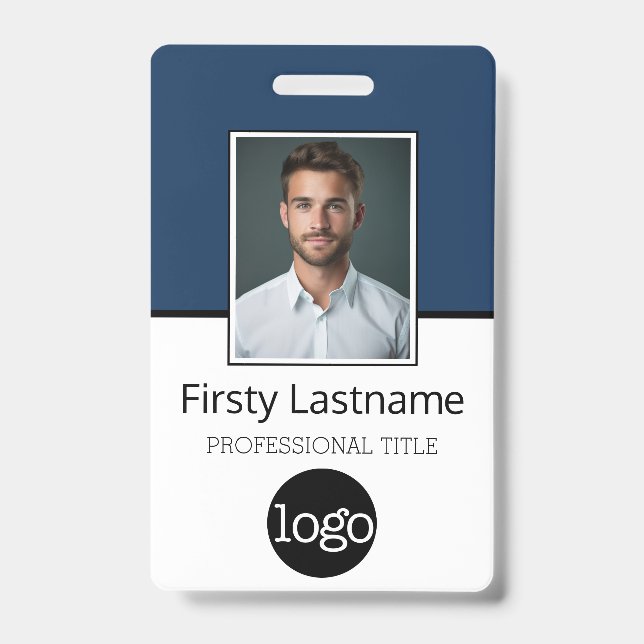 Crachá Nome do logotipo de foto de funcionário personaliz (Frente)