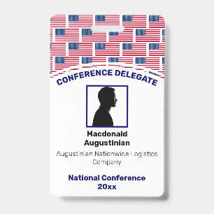 Crachá Nome do logotipo personalizado FLAG AMERICAN AMERI