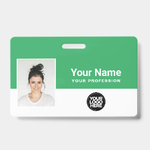 Crachá Nome do logotipo verde do funcionário personaliza