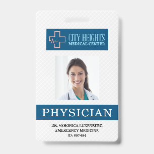 Crachá Nome do Médico ID de Foto Logotipo do Hospital Pro