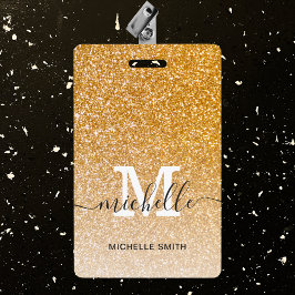 Crachá Nome do Script Inicial do Monograma Dourado de Ten